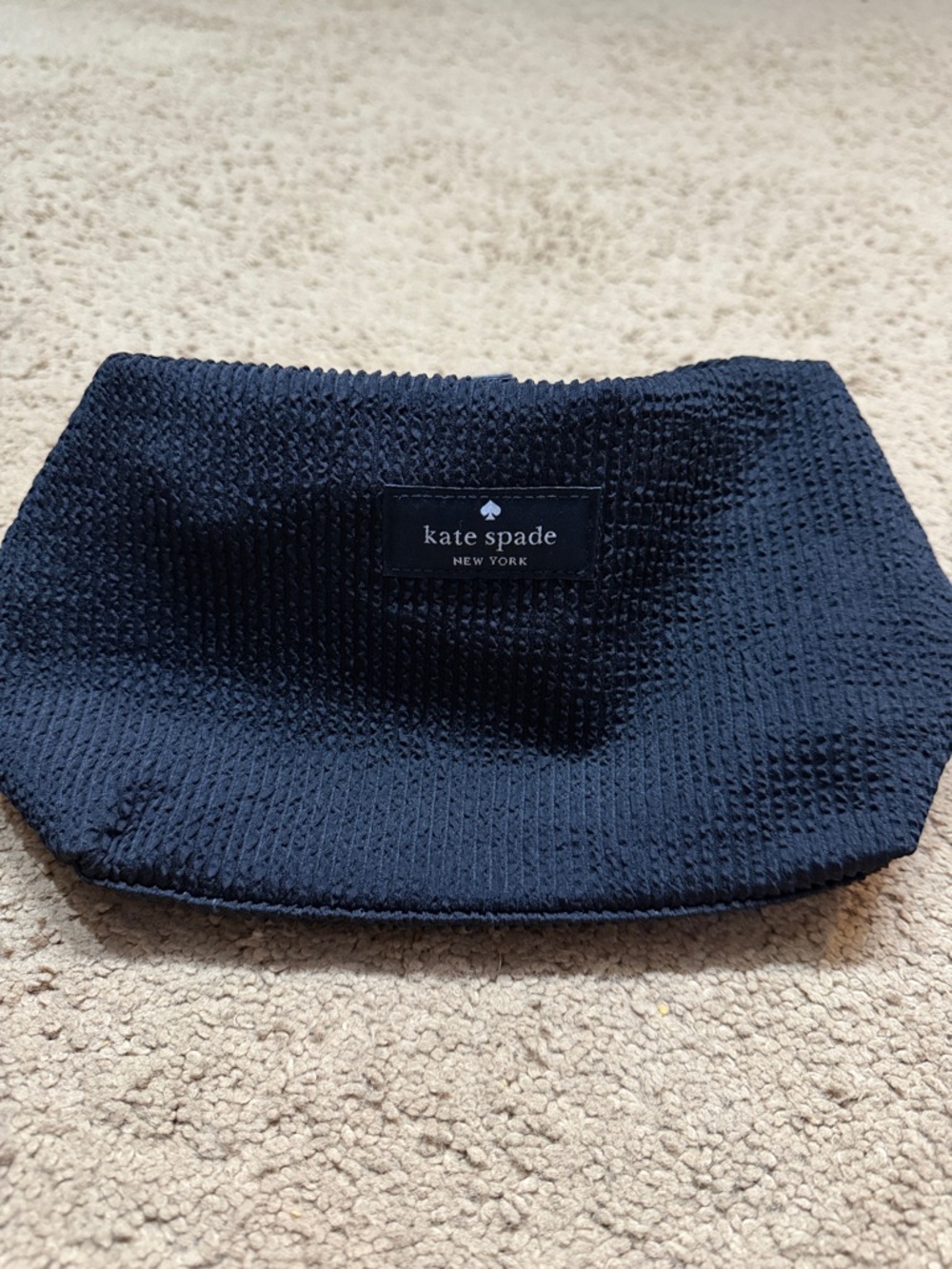 kate spade black textured cosmetic pouch